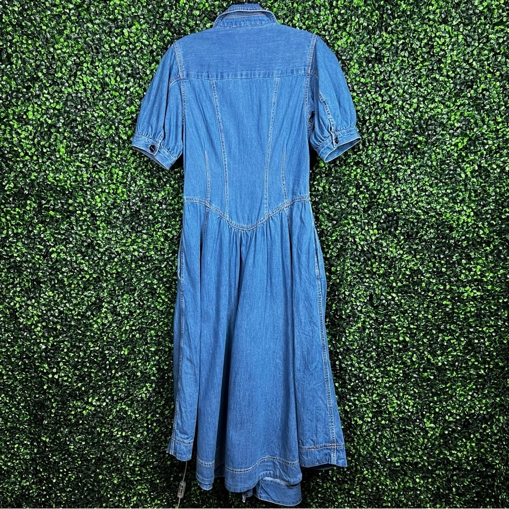 PILCRO | Denim Button-Front Puff Sleeve Dress - Picture 11 of 12